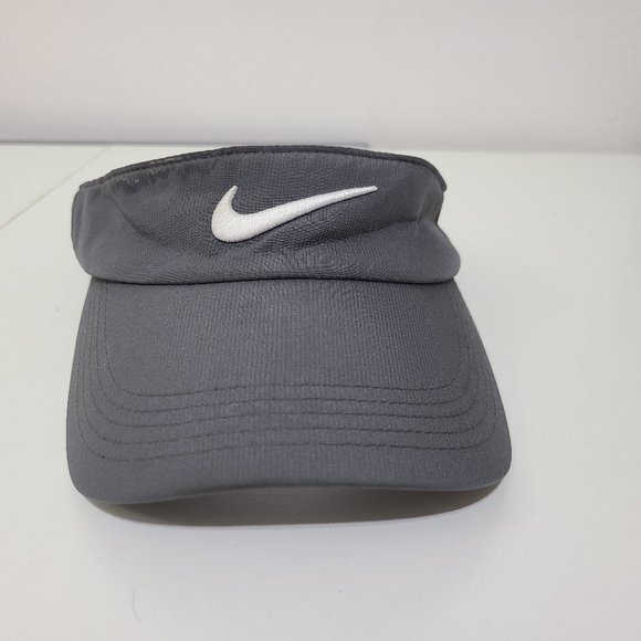 Nike Swoosh Men's Dri-Fit Gray Adjustable Visor Hat One Size